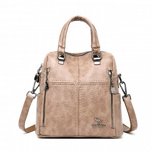 Женский рюкзак-сумка из эко кожи со сьемными лямками, цвет бежевый