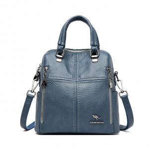 Женский рюкзак-сумка из эко кожи со сьемными лямками, цвет синий