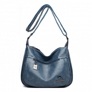 Женская мягкая сумка почтальонка из эко кожи с широким ремешком, цвет морской волны