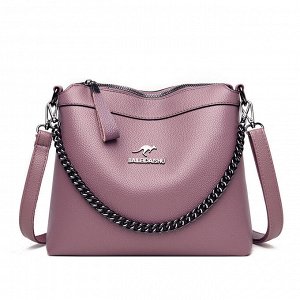 Женская сумка почтальонка из эко кожи с регулируемым ремешком и цепочкой, цвет фиолетовый