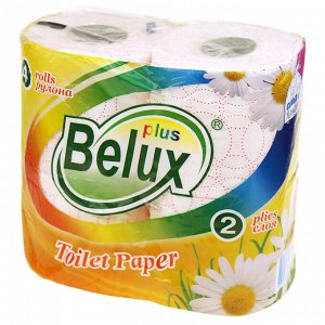 Туалетная бумага BELUX PLUS 2х-слойная 4 рулона (С ДЕКОРОМ)