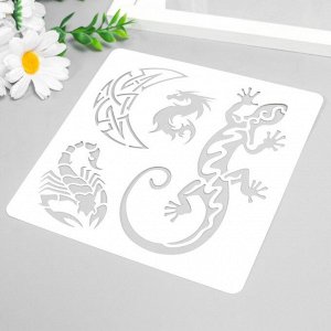 Трафарет для татуировки "Ящерица, дракон" 15х15 см