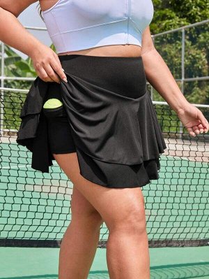 Размера плюс Спортивная юбка-шорты многослойный с с карманом
