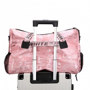 Спортивная сумка с надписями, отдел для обуви, цвет розовый