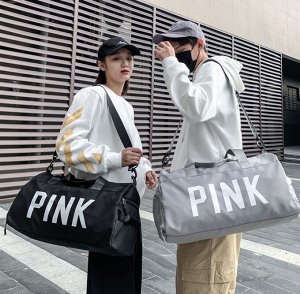 Спортивная сумка, надпись "PINK", цвет черный