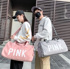 Спортивная сумка, надпись "PINK", цвет ярко-розовый