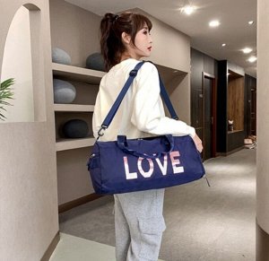 Спортивная сумка, надпись &quot;LOVE&quot;, цвет синий