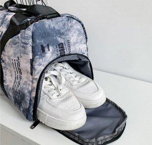 Спортивная сумка с принтом, цвет бежево-серый