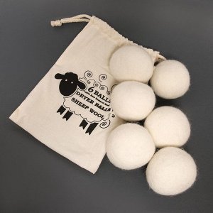 Шерстяные шарики для стирки и сушки белья, 6 см, белые, 25 гр