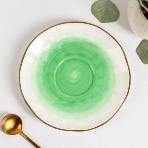 Блюдце керамическое Доляна «Космос», d=16 см, цвет зелёный