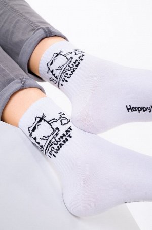 Прикольные носки с надписью Happy Fox