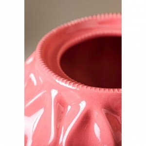 Ваза керамическая "Шарик", настольная, рельеф, розовая, 11 см
