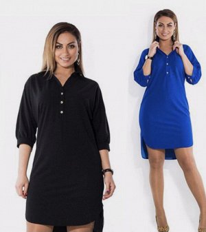 Платье-рубашка черный и синий цвет 50-52-54-56р
