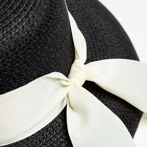 Шляпа женская с лентой MINAKU цвет чёрный, р-р 56-58