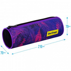Пенал-тубус 2 отделения, 210*70 Berlingo ""Flora neon"", полиэстер
