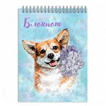 Блокнот А7, 40 л, гребень по короткой стороне. Обложка: мелованный картон 190 г/м2, УФ-лак выборочный с глиттером. Внутренниый блок: белый офсет, 60 г/м2, печать в одну краску.