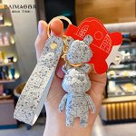 BearBrick - Коллекция брелков для ключей и рюкзаков - серый