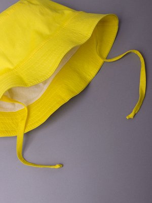 Панама детская однотонная на завязках, ярко-желтый