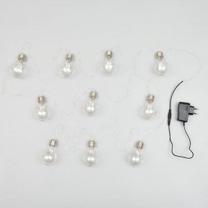 Гирлянда «Нить» 3 м с насадками «Лампочки», IP20, прозрачная нить, 100 LED, свечение синее, 12 В