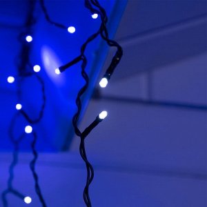 Гирлянда «Бахрома» 4 ? 0.6 м, IP44, тёмная нить, 180 LED, свечение синее, мерцание белым, 220 В