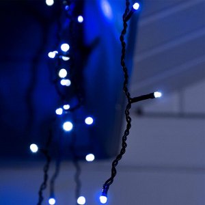 Гирлянда «Бахрома» 3 x 0.6 м, IP44, УМС, тёмная нить, 160 LED, свечение бело-синее, мигание, 220 В