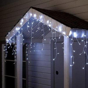 Гирлянда «Бахрома» 4 ? 0.6 м, IP44, прозрачная нить, 180 LED, свечение белое, 8 режимов, 220 В