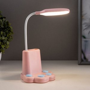 Лампа настольная "Лапка" LED 1 режим 2Вт USB розовый 10х10х30 см