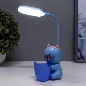Настольная лампа "Котенок" LED 3Вт USB АКБ синий 9,5х8,5х25 см