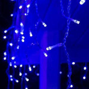 Гирлянда «Бахрома» 4 x 0.6 м, IP44, прозрачная нить, 180 LED, свечение синее, мерцание белым, 220 В