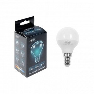 Лампа светодиодная Luazon Lighting, G45, 5 Вт, E14, 450 Лм, 4000 К, дневной свет