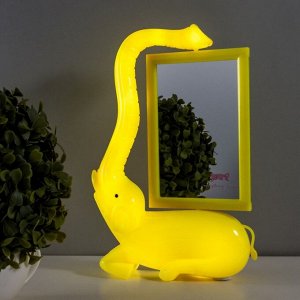 Настольная лампа с фоторамкой, зеркалом "Слон" LED 5Вт USB RGB желтый 17х6,5х28 см RISALUX