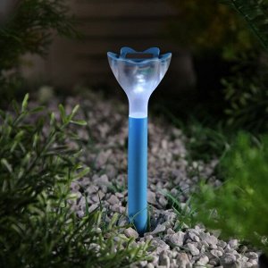 Садовый светильник на солнечной батарее «Цветок голубой», 6 ? 29 ? 6 см, 1 LED, свечение белое