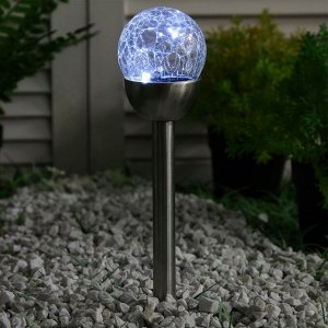 Садовый светильник на солнечной батарее «Стеклянный шар», 6 ? 36.5 ? 6 см, 1 LED, свечение белое