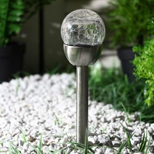Садовый светильник на солнечной батарее «Стеклянный шар», 6 ? 36.5 ? 6 см, 1 LED, свечение белое