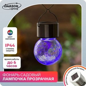 Luazon Lighting Садовый светильник на солнечной батарее «Лампочка», 7 ? 9 ? 7 см, 1 LED, свечение RGB