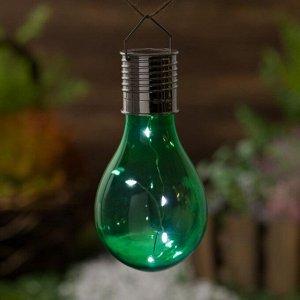 Садовый светильник на солнечной батарее «Лампочка зелёная», 8 x 14 x 8 см, 5 LED, свечение белое