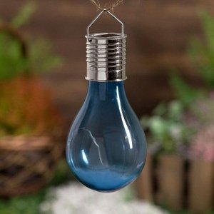 Садовый светильник на солнечной батарее «Лампочка синяя», 8 x 14 x 8 см, 5 LED, свечение белое