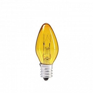 Лампочка накаливания E12, 10 Вт, для ночников и гирлянд, жёлтая, 220 В