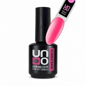 Uno Камуфлирующее базовое покрытие для гель-лака / Rubber Color Base Gel, Neon Pink, 12 г