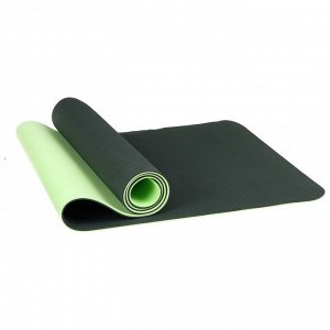Коврик для йоги 183 x 61 x 0,6 см, двухцветный, цвет тёмно-зелёный