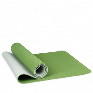 Коврик для йоги 183 x 61 x 0,8 см, двухцветный, цвет зелёный