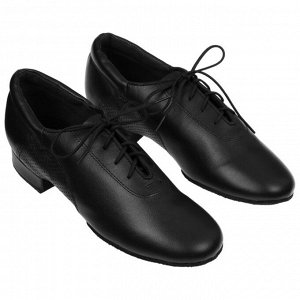 Туфли танцевальные для мужского стандарта, модель 25010, натуральная кожа, цвет чёрный, размер 34