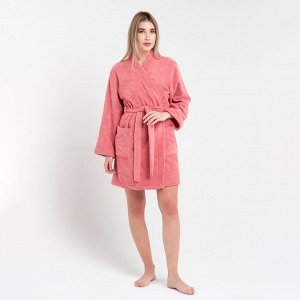 Халат махровый Экономь и Я, жен. р-р, цв. пыльно-розовый, 100% хл, 320 г/м2