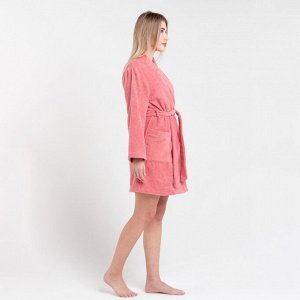 Халат махровый Экономь и Я, жен. р-р, цв. пыльно-розовый, 100% хл, 320 г/м2