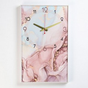 Часы-картина настенные, интерьерные "Розовый мрамор", плавный ход, 57 х 35 х 4 см