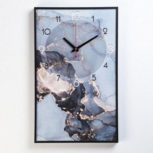 Часы-картина настенные, серия: Кухня "Черный мрамор", плавный ход, 35 х 57 см