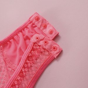 Женский сетчатый боди с чокером и гартерами для ног, цвет ярко-розовый