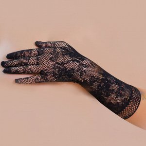 Женские перчатки в мелкую сетку с цветочным узором, цвет черный