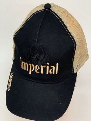 Бейсболка Бейсболка Imperial черного цвета с бежевой сеткой  №5553