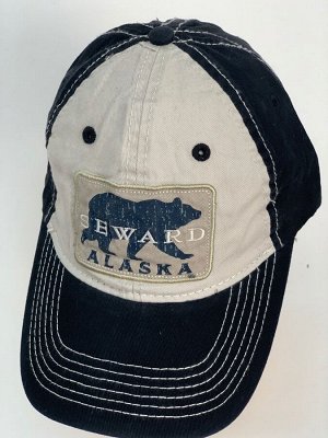 Бейсболка Бейсболка Alaska черного цвета с медведем на белой тулье  №5874